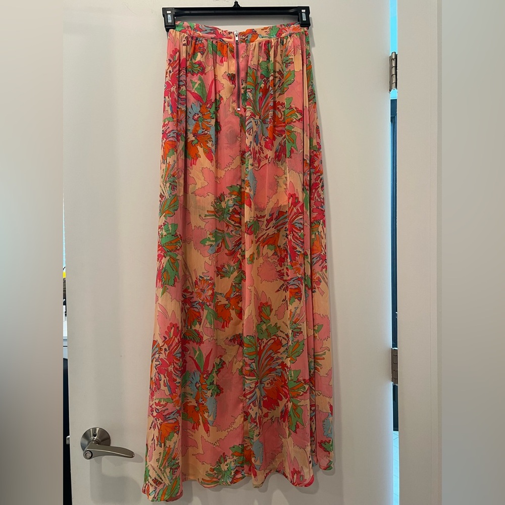 & Other Stories Pink Floral A-Line Maxi Skirt